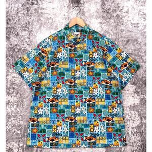 Yiume Hawaiian Shirt XL Mens Cotton Hawaiian Motif Print Short Sleeve Aloha
